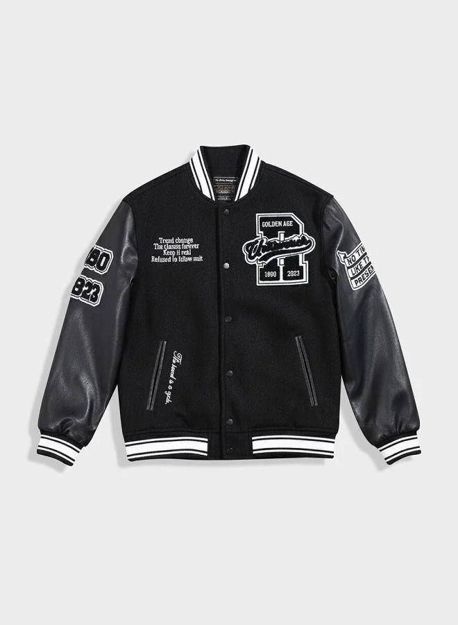 The Indian Garage Co  Men Regular Fit Embroided Round Neck Full Sleeves Bomber Jacket for Men | Best Price UAE
